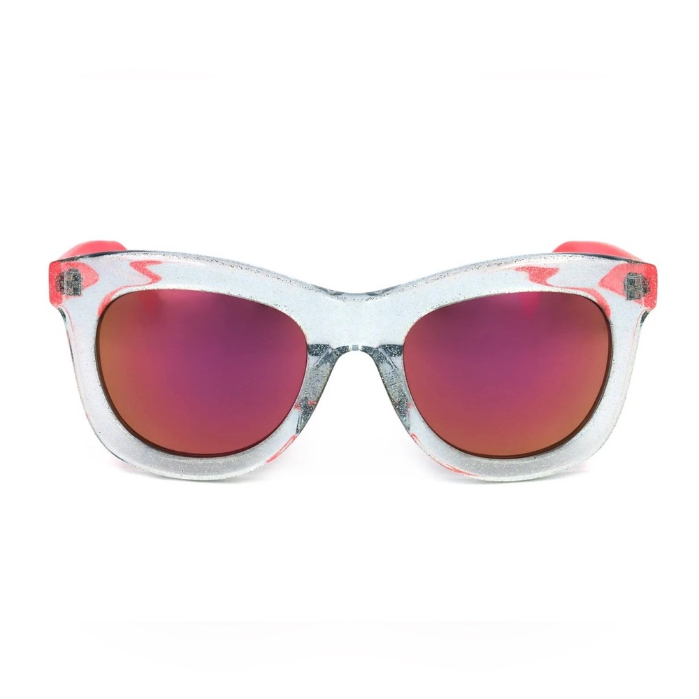 Linda Farrow X Markus Lupfer Square Frame Sunglasses Clear Glitter Hot Pink